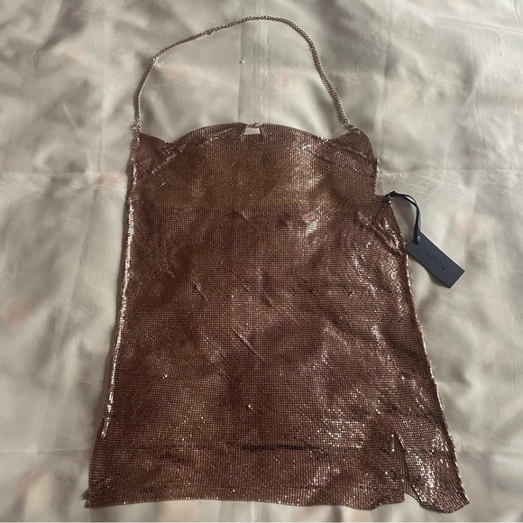 NEW! H:ours- Cowl Neck Gold Imogen Chainmail Mini Dress One Size NWT Party OS - Picture 5 of 8